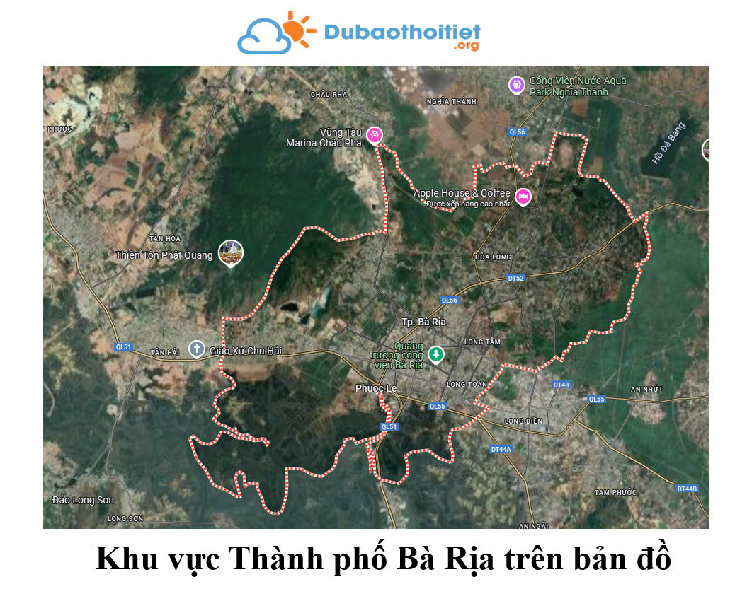 Khu vực thành phố Bà Rịa trên bản đồ