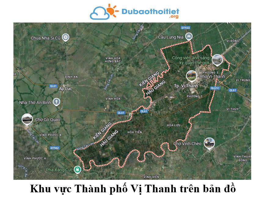 Khu vực thành phố Vị Thanh trên bản đồ