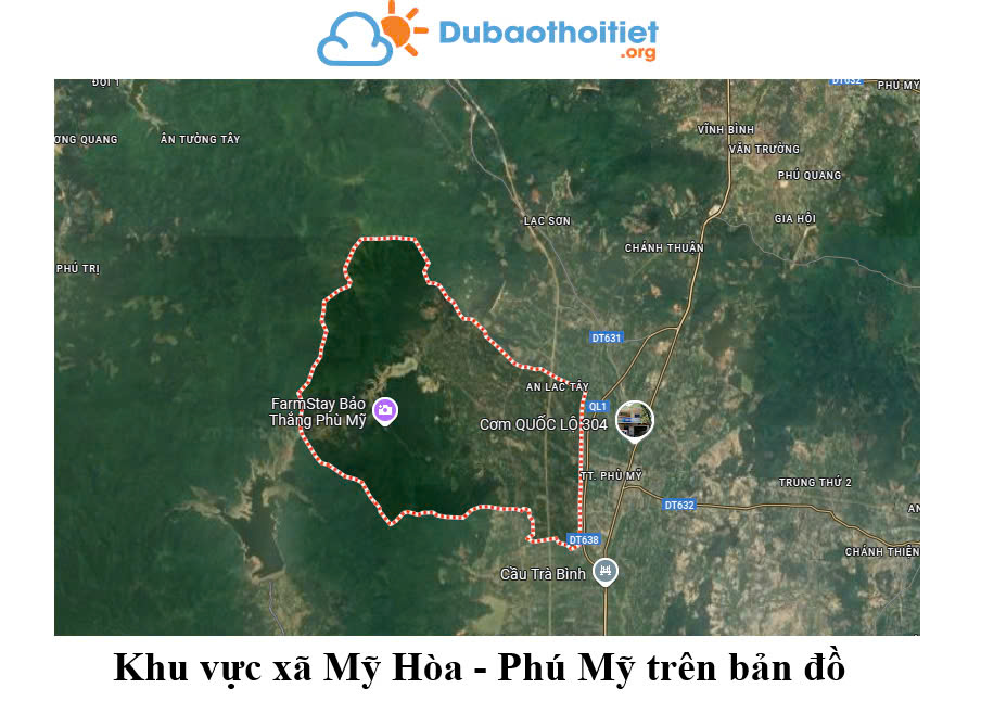 Khu vực xã Mỹ Hòa - Phú Mỹ trên bản đồ